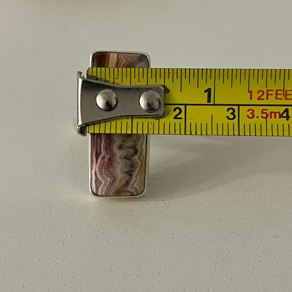 925 Solid Sterling Silver Crazy Lace Agate Gemstone Ring Size 9 - Picture 8 of 10